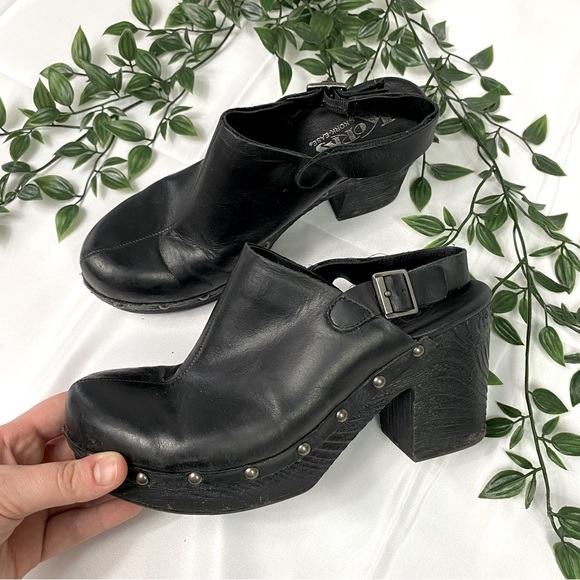 KorkEase Shoes Korks Korkease Darby Black Studded Leather Heeled